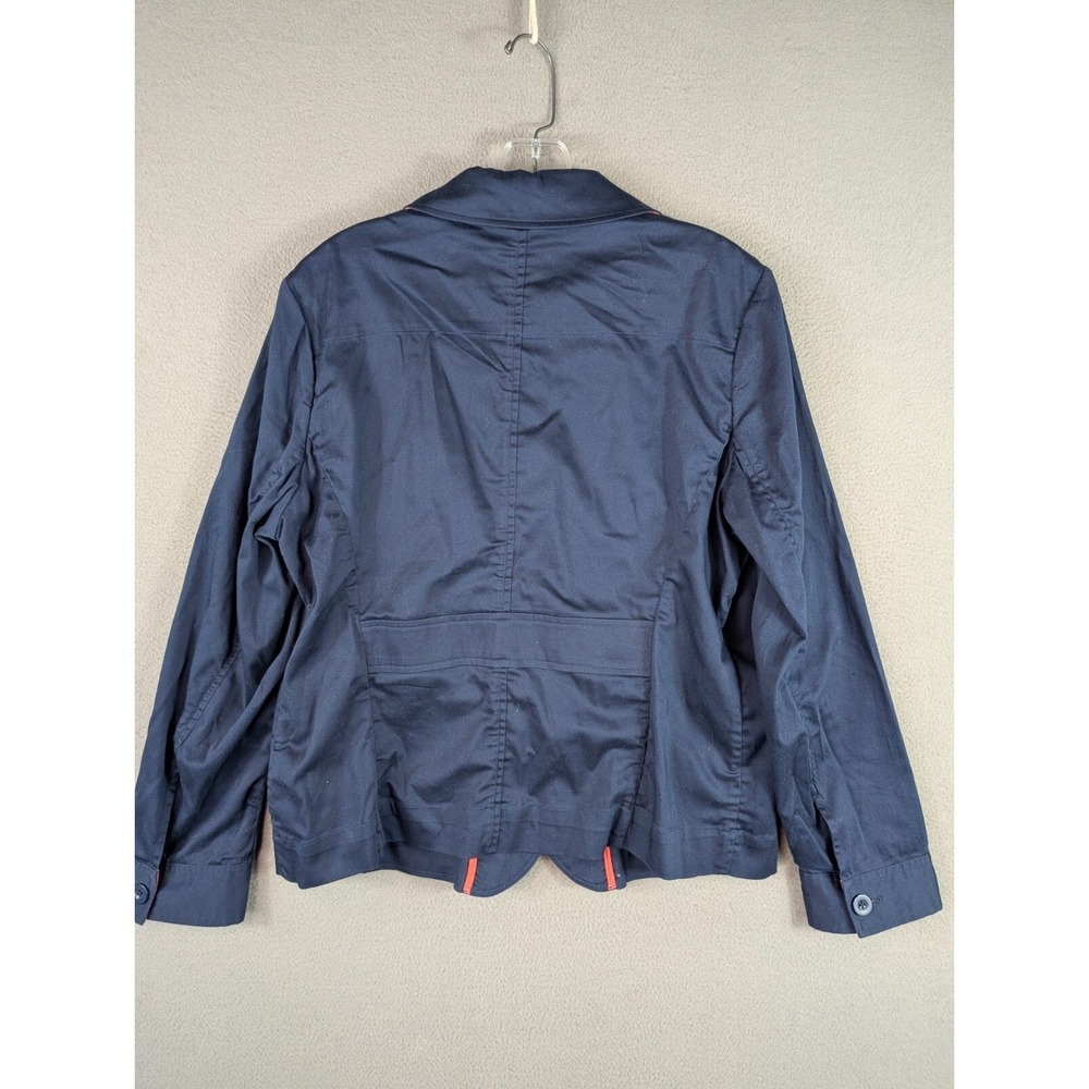 Orvis Barn Jacket Womens 16 Cotton Canvas Blue Chore Lined Utility Cabin Stretch - Picture 6 of 10